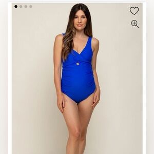 Front Twist Open Back Maternity One Piece Swimsuit